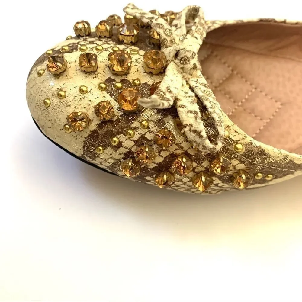 Vince Camuto Snakeskin Rhinestone Embellished Flat